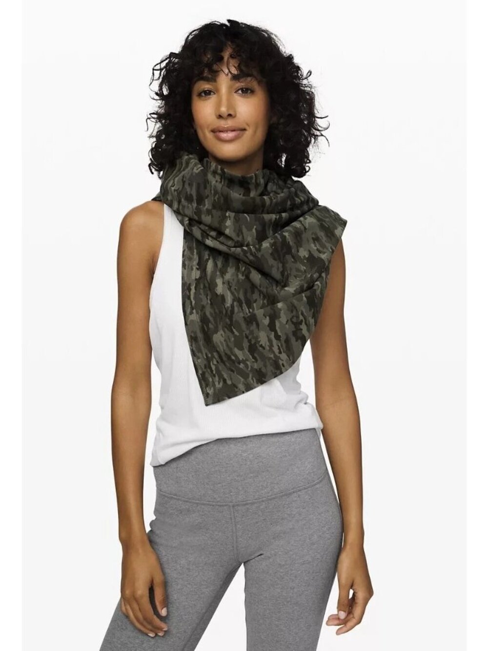 New Lululemon Vinyasa Scarf Wrap Cotton Evergreen‎ Camo Camouflage Wrap ECGM